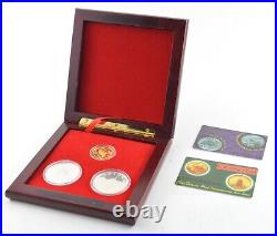 1995 China 10 Yuan Silver 50 1/2 Oz Gold Dinosaur 3 Coin Set with Box & COA 2318
