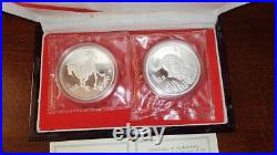 1995 China Silver Coins Set, Centenary Birth Of Xu Beihong. Mintage Of 8000