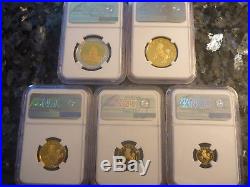 1995 China Unicorn 5 Piece Gold Proof Coin Set with box and COA
