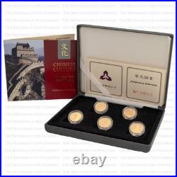 1995 Chinese Culture 5 Coin Gold Proof Yuan Set 5 x 1/10th oz Gold Coins