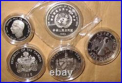 1995 United Nations UN 50th ANNIVERSARY Proof silver 5 coins set with COA & BOX