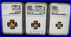1996 China Unicorn 3 Coin Set Ngc Pf69 Ultra Cameo 1/4,1/10,1/20 Oz Gold Proof