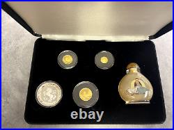 1996 Gold and Silver Unicorn 4 Coin Proof Set With Original Bottle and Box