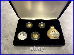 1996 Gold and Silver Unicorn 4 Coin Proof Set With Original Bottle and Box