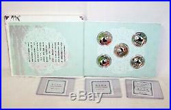1997 1998 1999 China Colored Silver Proof Panda 5 Coin Set