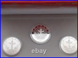 1997 3 X Silver Proof + Piedfort China 5 Yuan Coins Banknote Coa Lucky Coin Set