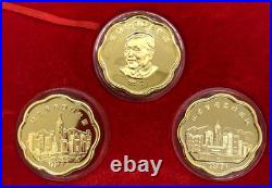 1997 Hong Kong Handover Commemorative 24K Gold Plated 3-Coin Set withBox