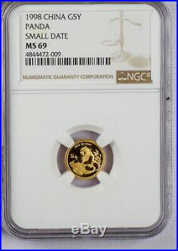 1998 China Gold Panda Small Date 5 Coin Set Ngc Ms 69