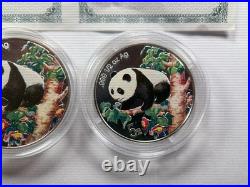1998 China Silver. 999 Colorized Panda 1 oz 10 Yuan & 1/2 Oz 5 Yuan-2 Coin Set