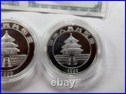 1998 China Silver. 999 Colorized Panda 1 oz 10 Yuan & 1/2 Oz 5 Yuan-2 Coin Set