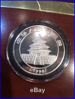 1998 China Silver Proof Capsule 5 10 Yuen Panda Color Coin Bear Pair Colored Set
