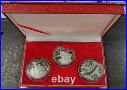 1999 10 Yuan Coin 50th Anniversary of China 99.9 Silver Proof GEM BU 3 coin set