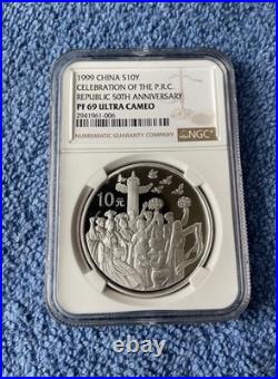 1999 50th Anniversary Of The People's Republic Of China 3 Coin Prof Set NGC PF69