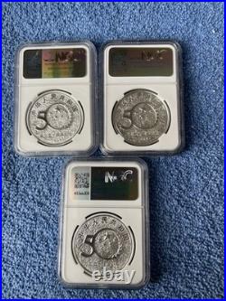 1999 50th Anniversary Of The People's Republic Of China 3 Coin Prof Set NGC PF69
