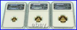 1999 China Large Date Plain 1 Gold Panda 5 Coins Set NGC