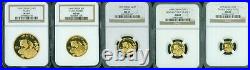 1999 Large Date 5-coins Gold Set Panda Ngc Ms69 China 100y 50y 25y 10y 5y