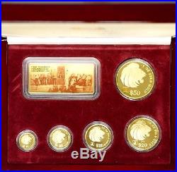 1999 Singapore Lion Gold Proof Complete 5 Coin Set in Original Box