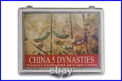 2 PC SET! China 5 Dynasties Twenty Centuries of Cash Coins (Clear Box). COAs