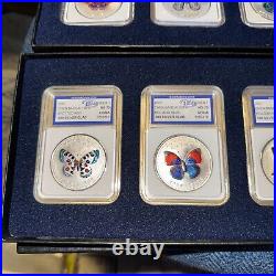 2 SETS OF 4 2007,2015 chen baocai Series butterfly coins COA. 999 Silver Clad