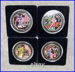 2000 10y China Octagon Color Silver Proof Set of 4 in Coin Protectors