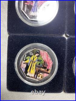 2000 10y China Octagon Color Silver Proof Set of 4 in Coin Protectors