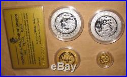2000 ANDORRA MILLENNIUM Lunar Yr. DRAGON $D Proof Gold & Silver coins SET with C