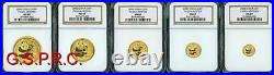 2000 Panda 5-coins Gold Set Ngc Ms69 China Frosted 100y 50y 25y 10y 5y Yuan Yn