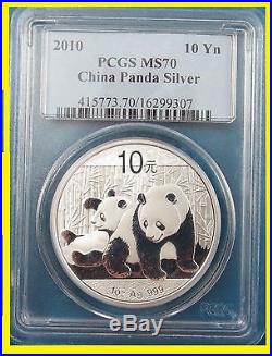 2001-2017 China 10y 17 Oz 999 Silver Panda 17 Coins Complete Set All Pcgs Ms 70