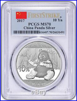 2001-2017 China 10y 17 Oz 999 Silver Panda 17 Coins Complete Set All Pcgs Ms 70
