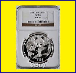 2001-2017 China 10y 17 Oz Silver Panda 17 Coins Perfect Complete Set Ngc Ms 70