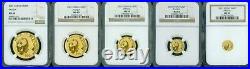 2001 5-Coins GOLD SET 500Y 200Y 100Y 50Y 20Y CHINESE PANDA NGC MS69 CHINA MS-69