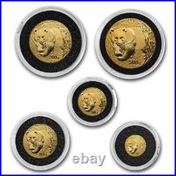 2001 China 5-Coin Gold Panda Set BU (In Capsules)
