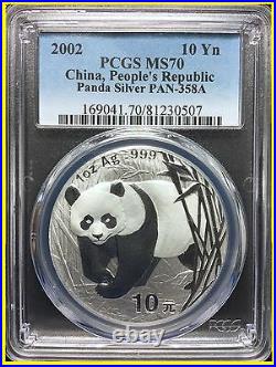 2002-2019 China 10y 18 Oz 999 Silver Panda 18 Coins Complete Set All Pcgs Ms 70