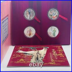 2002 China The Art Of Peking Opera Silver Proof Coloured 4 X 10 Yuan Coin Set
