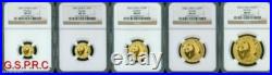 2002 GOLD PANDA SET 5-COINS 500y 200y 100y 50y 20-y NGC MS69 CHINA MS-69