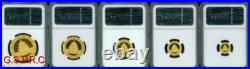 2002 GOLD PANDA SET 5-COINS 500y 200y 100y 50y 20-y NGC MS69 CHINA MS-69