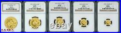 2003 5-coins Gold Set 500y 200y 100y 50y 20y Chinese Panda Ngc Ms69 China Ms-69
