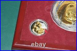 2003 China Panda Set 5 Coin Gold Trim and Silver Plated