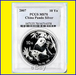 2004-2017 China 10y 14 Oz 999 Silver Panda 14 Coins Complete Set All Pcgs Ms 70