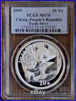 2004-2017 China 10y 14 Oz 999 Silver Panda 14 Coins Complete Set All Pcgs Ms 70