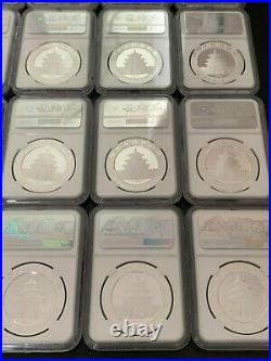 2005 2019 China 10y Commemorative Silver Panda 20 Coins Perfect Set Ngc Ms 70