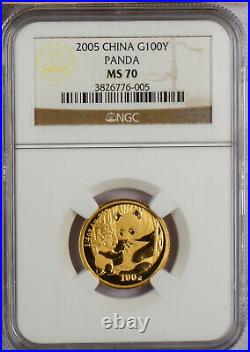 2005 China Gold Panda 5 Coin Set Ngc Ms70