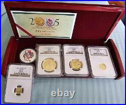 2005 China Gold Panda & Lunar Premium Set(partial)4 NGC MS-70 Graded Gold Panda