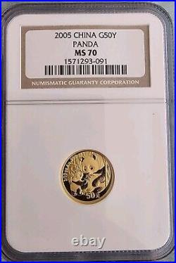 2005 China Gold Panda & Lunar Premium Set(partial)4 NGC MS-70 Graded Gold Panda