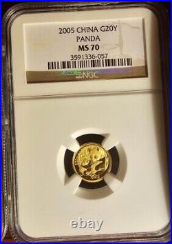 2005 China Gold Panda & Lunar Premium Set(partial)4 NGC MS-70 Graded Gold Panda