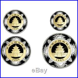 2005 China Gold Silver Panda Lunar 4 Coin Prestige Set in Display Box with COA