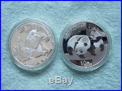 2007-2008-2009-2009A Chinese Silver Panda 10 Yuan BU (Set of four 1 OZ Coins)