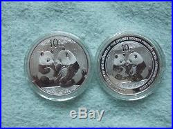 2007-2008-2009-2009A Chinese Silver Panda 10 Yuan BU (Set of four 1 OZ Coins)