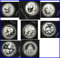 2007 Bank of China 25th Anniversary Silver Panda Set 3 Yuan 1/4 oz. 999 Coins