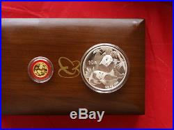 2007 China Panda 1oz 10 Yuan Silver & 1/20th oz 20 yuan Gold Proof-like Coin Set